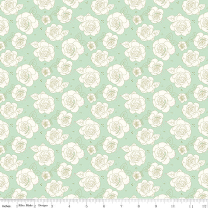 Sunsetridge by Minki Kim - Mint Flowers - Riley Blake Designs