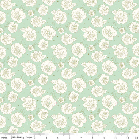 Sunsetridge by Minki Kim - Mint Flowers - Riley Blake Designs