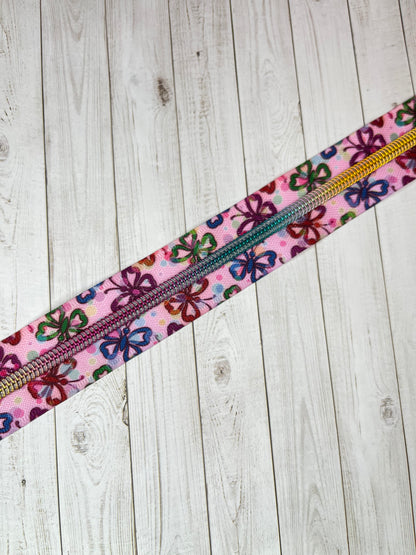 Pink Butterfly - Rainbow Zipper Tape # 5 Zipper (1 Meter)