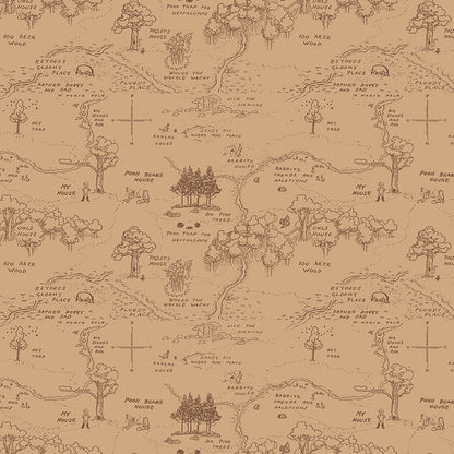 Winnie the Pooh (Echo Park Paper co) - Brown Map - Riley Blake Designs **45cm LEFT**