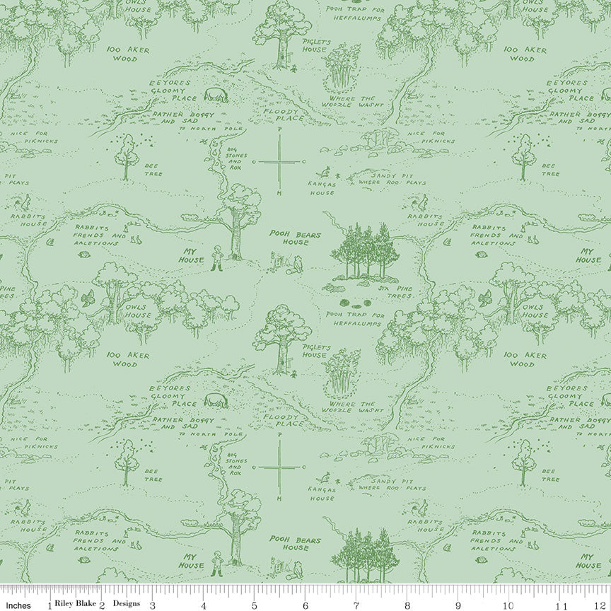 Winnie the Pooh (Echo Park Paper co) - Green Map - Riley Blake Designs