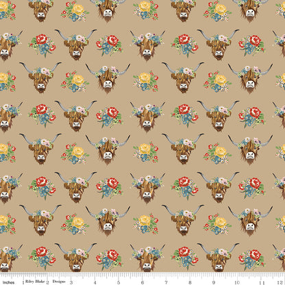 Cowgirl (Echo Park Paper Co.) - Brown Highland Cows - Riley Blake Design