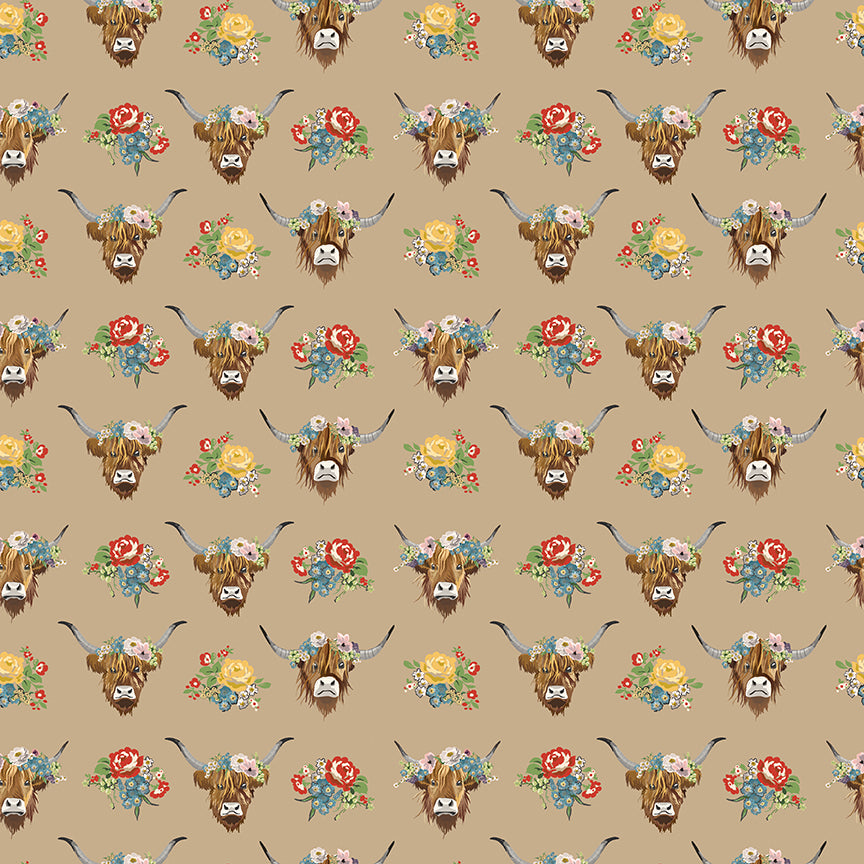 Cowgirl (Echo Park Paper Co.) - Brown Highland Cows - Riley Blake Design