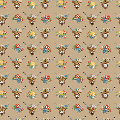 Cowgirl (Echo Park Paper Co.) - Brown Highland Cows - Riley Blake Design
