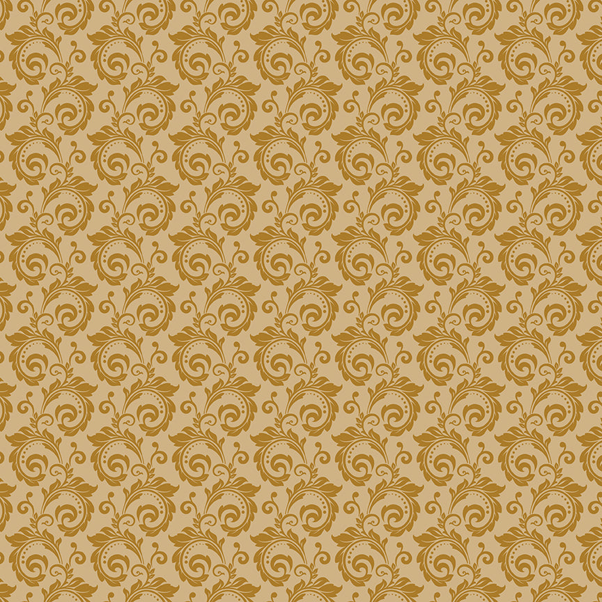Christmas Greetings (Sandy Gervais) - Gold Scroll - Riley Blake Designs