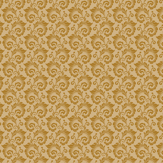 Christmas Greetings (Sandy Gervais) - Gold Scroll - Riley Blake Designs