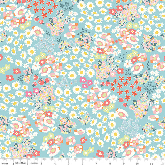**PRE-ORDER** Cotton Nook - Flowerbed (Aqua) - Minki Kim (Riley Blake Designs)