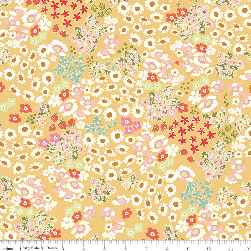 **PRÉCOMMANDE**  Cotton Nook - Flowerbed (Yellow) - Minki Kim (Riley Blake Designs)
