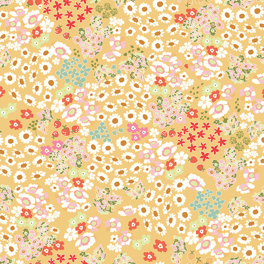 **PRÉCOMMANDE**  Cotton Nook - Flowerbed (Yellow) - Minki Kim (Riley Blake Designs)