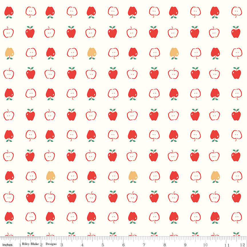 **PRÉCOMMANDE**  Cotton Nook - Apples (Vintage White) - Minki Kim (Riley Blake Designs)