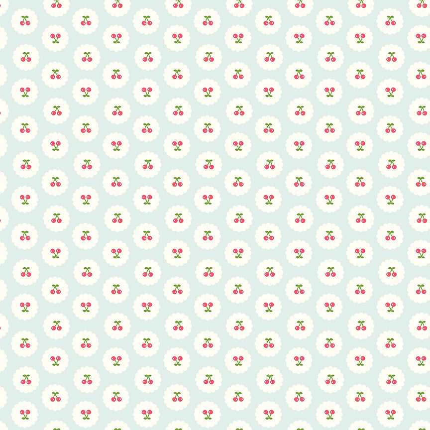 **PRÉCOMMANDE**  Cotton Nook - Cherries (Bleached Denim) - Minki Kim (Riley Blake Designs)