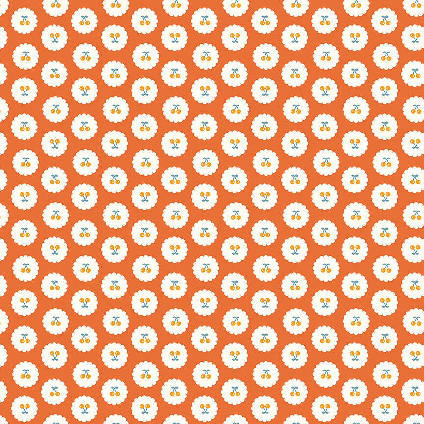 **PRÉCOMMANDE**  Cotton Nook - Cherries (Orange) - Minki Kim (Riley Blake Designs)