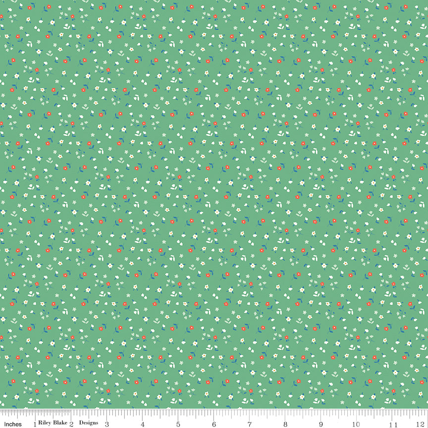 **PRÉCOMMANDE** Cotton Nook - Flowers (Green) - Minki Kim (Riley Blake Designs)