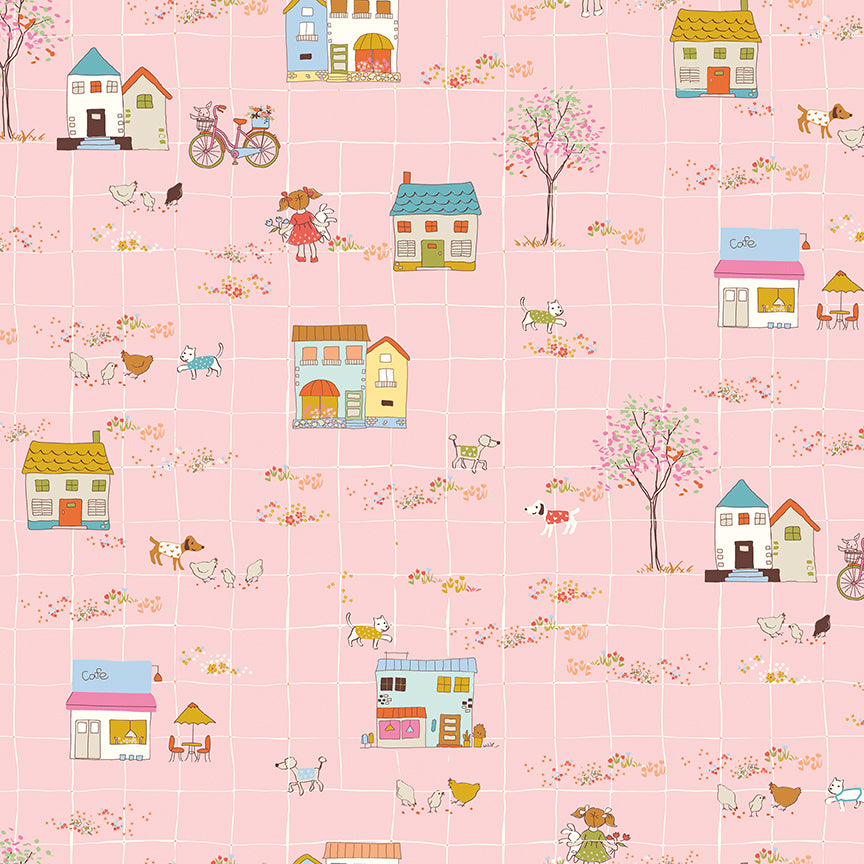 **PRE-ORDER** Ashmere - Little Town (Pink) - Minki Kim (Riley Blake Designs)