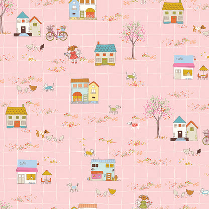 **PRE-ORDER** Ashmere - Little Town (Pink) - Minki Kim (Riley Blake Designs)