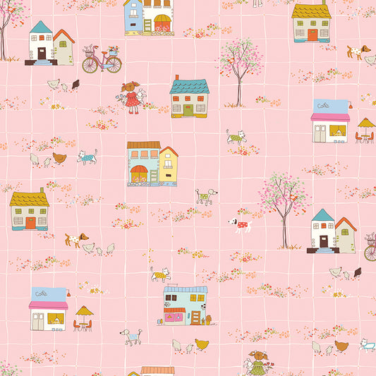 **PRE-ORDER** Ashmere - Little Town (Pink) - Minki Kim (Riley Blake Designs)