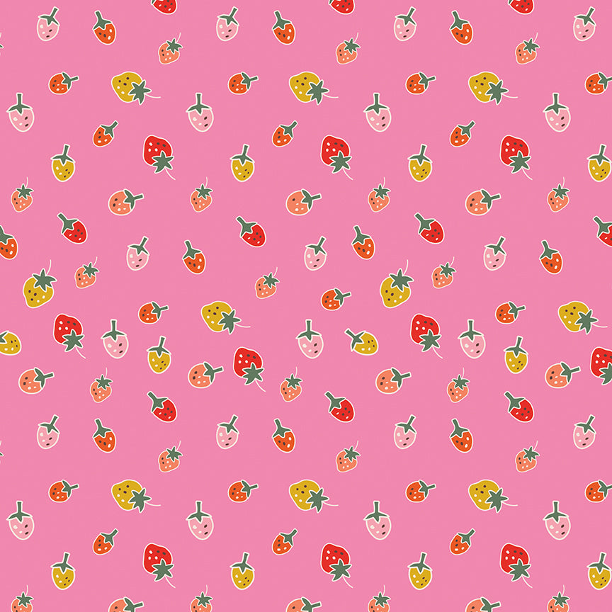 **PRE-ORDER** Ashmere - Strawberries (Pink) - Minki Kim (Riley Blake Designs)