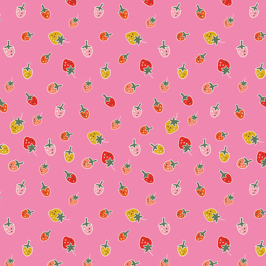 **PRE-ORDER** Ashmere - Strawberries (Pink) - Minki Kim (Riley Blake Designs)