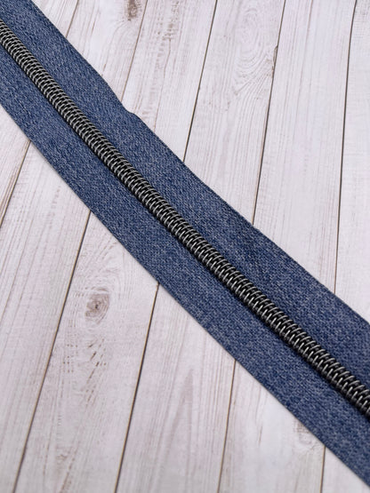 Denim - Gunmetal Zipper Tape # 5 Zipper (1 Meter)