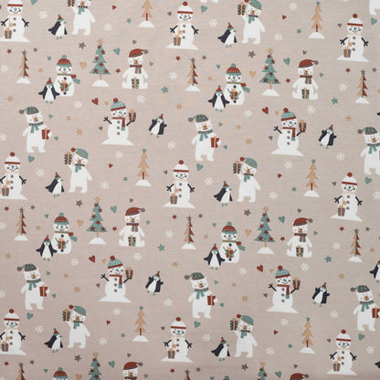 Jersey - Winter Snowmen Party Beige