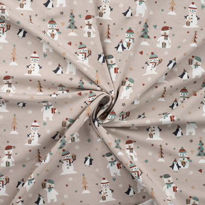 Jersey - Winter Snowmen Party Beige