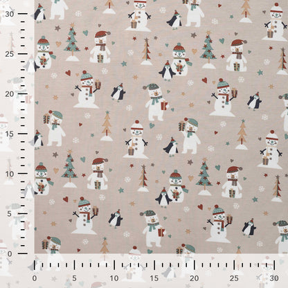 Jersey - Winter Snowmen Party Beige