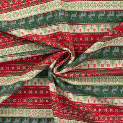 French Terry Print Brushed - Christmas Stripes