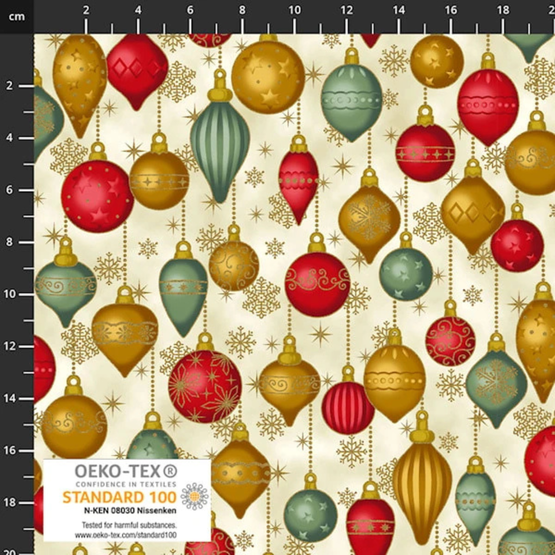 Christmas Time - Baubles Gold - Stof