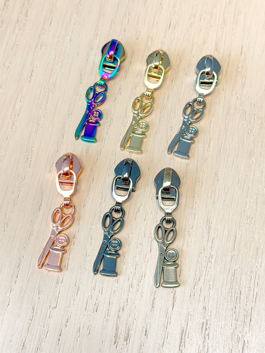 Scissors Bobbin Zipper Pull - 6 Colors!! (#5 Zipper)