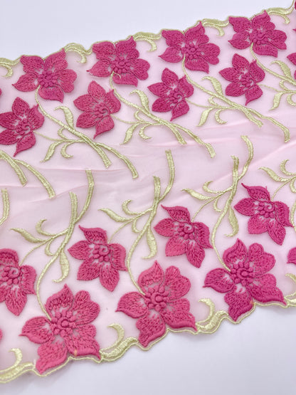 Spring Blossom - 1 Meter Embroidered Tulle Lace