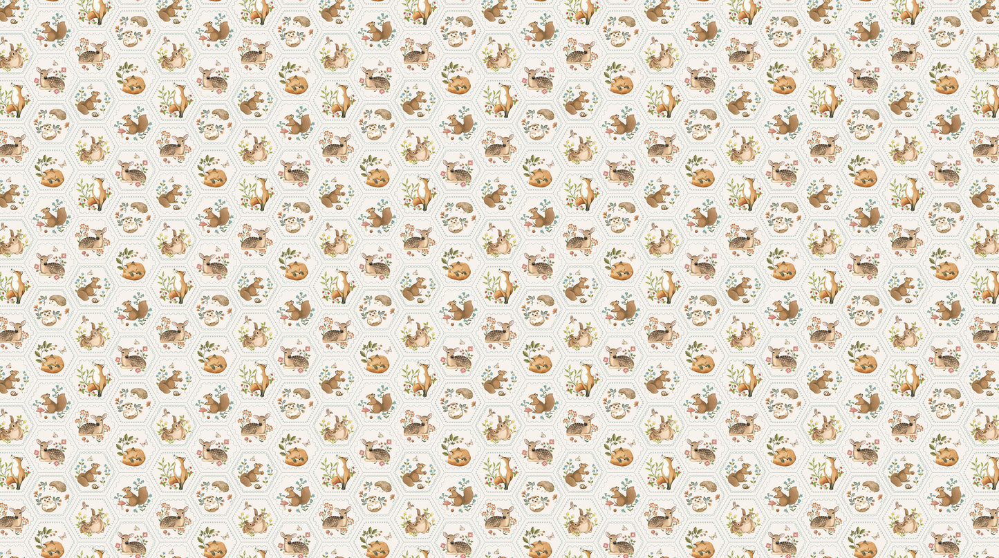 Woodland Hearts - Hexie - Northcott