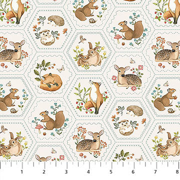 Woodland Hearts - Hexie - Northcott