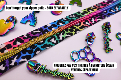 Rainbow Cheetah Zipper Tape #5 Zipper (1 Meter)