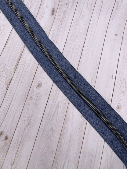 Denim - Gunmetal Zipper Tape # 5 Zipper (1 Meter)
