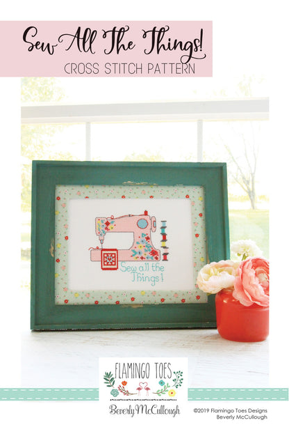 Sew All The Things Cross Stitch Pattern - Flamingo Toes