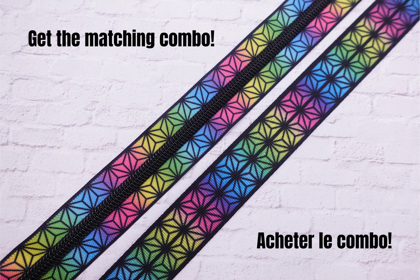 Fermeture éclair géométrique arc-en-ciel # 5 (1 mètre)
