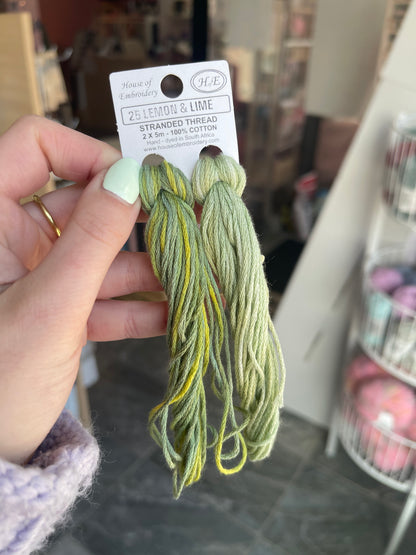 25 Lemon & Lime - Embroidery Floss 2x5m - House Of Embroidery