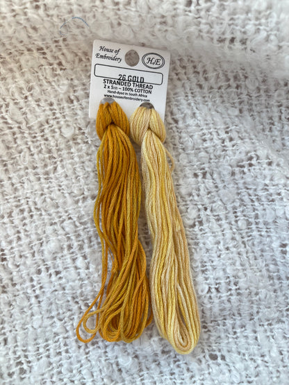 26 Gold - Embroidery Floss 2x5m - House Of Embroidery