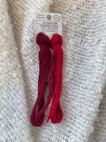 40 XMas Red - Embroidery Floss 2x5m - House Of Embroidery