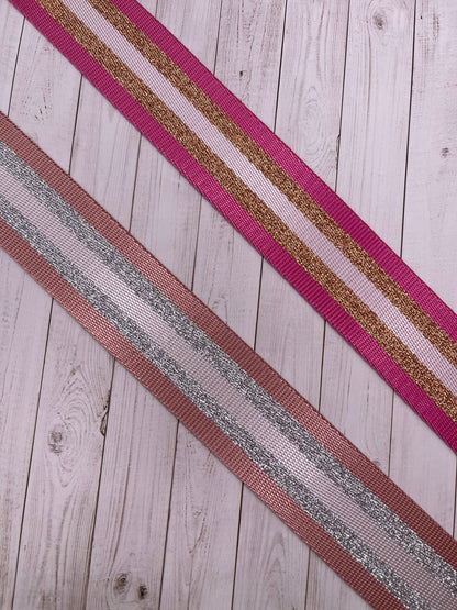 Sangle en polyester rose pailleté 1.5"