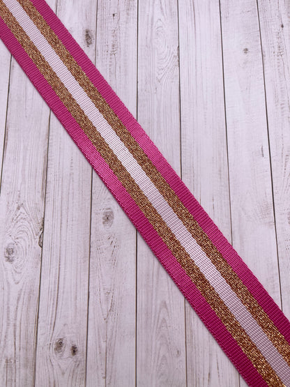 Sangle en polyester rose pailleté 1.5"