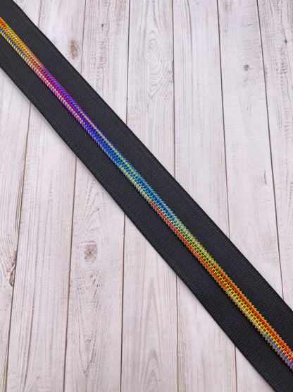 Black - Rainbow Zipper Tape # 5 Zipper (1 Meter)