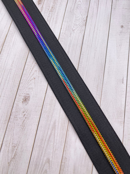 Black - Rainbow Zipper Tape # 5 Zipper (1 Meter)