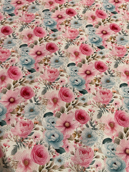 Pink & Blue Florals  - Printed Lychee Vinyl