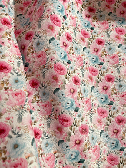 Pink & Blue Florals  - Printed Lychee Vinyl