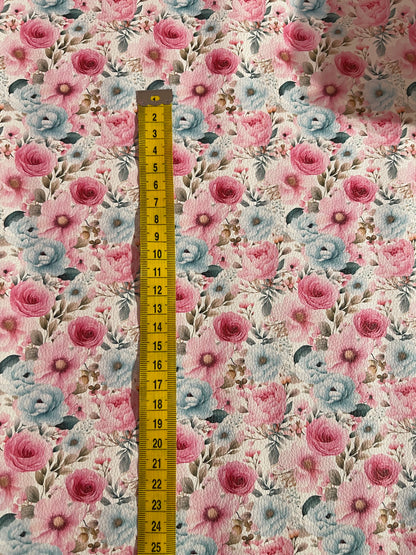 Pink & Blue Florals  - Printed Lychee Vinyl