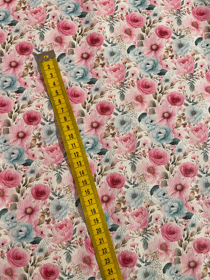 Pink & Blue Florals  - Printed Lychee Vinyl