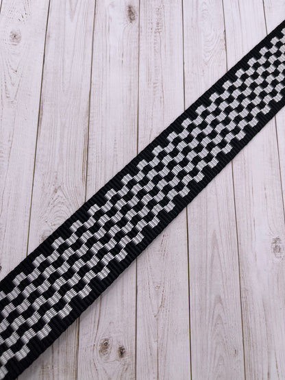 Black and White Checkerboard  1-1.5" Polyester Webbing