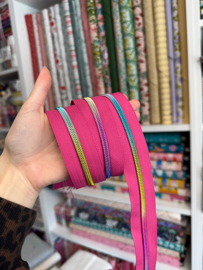 Raspberry Pink - Rainbow Coil Zipper Tape # 5 Zipper (1 Meter)