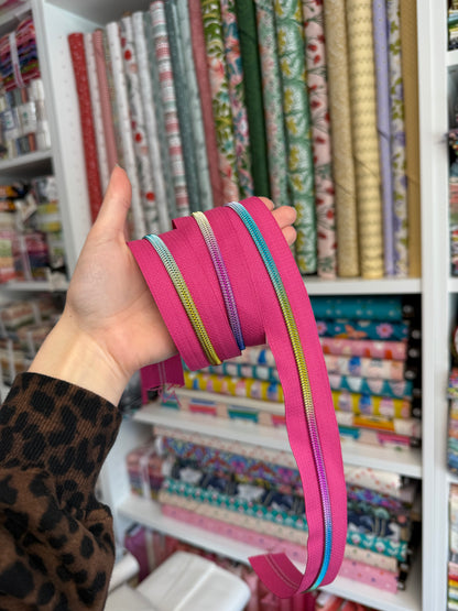 Raspberry Pink - Rainbow Coil Zipper Tape # 5 Zipper (1 Meter)